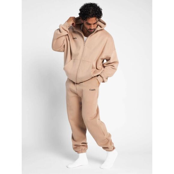 NWOT Comft Cloud Full Zip Hoodie Unisex size L Latte Tan Oversized - Picture 2 of 12